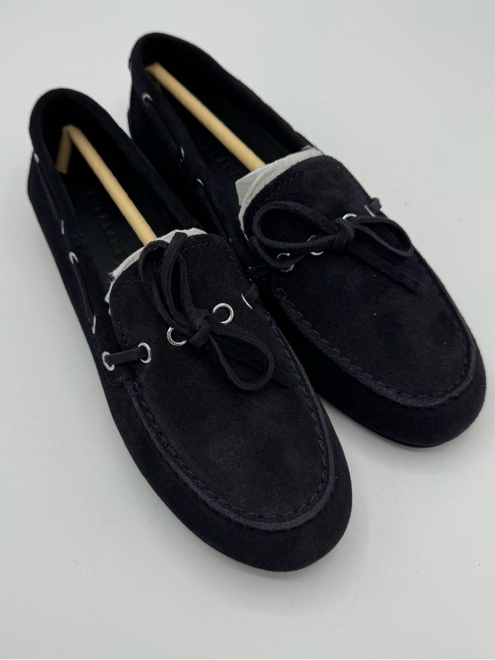 Everlane Suede Boat Driving Shoe Black Leather Loafer Size 6 NEW minimalist